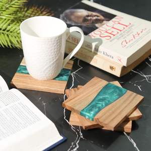 Juego de Posavasos de Resina de Madera Premium, Posavasos de Madera Estilo Rústico para Bebidas, Posavasos Cuadrados, Posavasos Perfectos para Tazas, para Escritorio y Cocina - Product Image 5