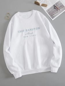เสื้อสเวตเชิ้ตคอกลมผู้หญิง ผ้าฝ้ายผสม ลายพิมพ์สัตว์ ปักลายเจอร์ซีย์ ทรงปกติ ฤดูใบไม้ร่วง ลำลอง แขนยาว - Product Image 3