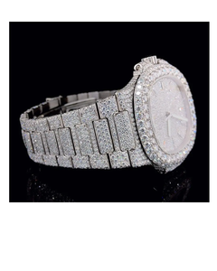 Reloj de Lujo de Acero Inoxidable Estilo Full Iced Out con Diamantes Moissanite, Movimiento Automático Analógico, para Hombre, Estilo Hip Hop - Product Image 1