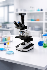 Microscopio Biológico con Fuente de Luz LED, Aumento de 1000X, Enfoque Manual, Plataforma Mecánica de Doble Capa, Altura Media - Product Image 3