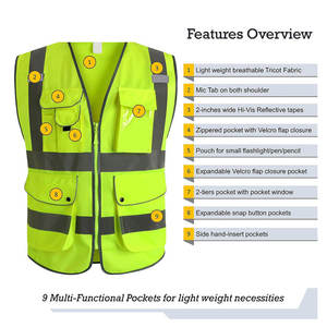 Best Polyester/Cotton Corduroy Unisex Casual Hi Visibility Safety Vest <b>Winter</b> Autumn Reflective Adjustable Zipper Side Pockets - Product Image 4