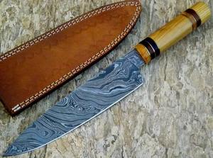 Cuchillo de Chef Profesional de Damasco Hecho a Mano al por Mayor OEM con Mango de Madera y Espiga Completa - Product Image 6