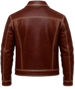 Chaqueta de Cuero para Hombre, Estilo Trucker, Marrón Desgastado, Resistente al Viento, Ecológica, Gruesa, Estilo Vintage, Motociclista, Western, Streetwear - Product Image 2