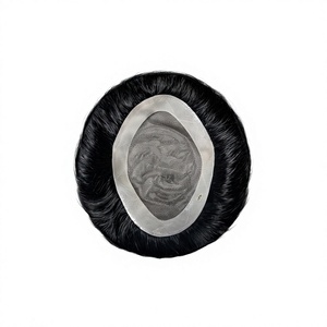 Toupet Taz Hair BD en dentelle mono, cheveux indiens Remy, raides, noirs, avec raie centrale, texture 28mm, 40-80g - Product Image 1