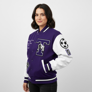 Chaqueta Varsity Unisex Personalizada de Alta Calidad ODM OEM, Cuello Alto, Lona, Tela Premium, Ropa Exterior de Béisbol para Otoño, Ropa Urbana - Product Image 3