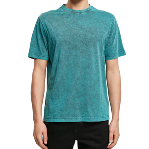 Camiseta Casual de Algodón 100% con Lavado Ácido, Corte Ajustado para Hombre, Alta Calidad, Precio Bajo, Logotipo Frontal Personalizado, Color Sólido - Product Image 1