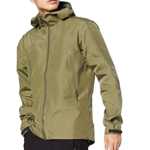 Men's Waterproof Hooded <b>Windbreaker</b> Jacket Solid <b>Black</b> Zipper Closure Sporty Style Winter Wear Regular Fit Polyester Shell - Product Image 5