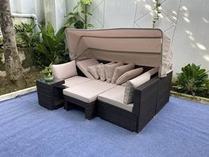 SF00007 Ensemble de canapés de jardin en verre trempé pour intérieur/extérieur en rotin moderne et prestigieux pour hôtels villas fermes salons - Product Image 4