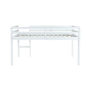 Cama Alta de Madera Blanca de Tamaño Completo con Escalera, Construcción de Madera de Caucho - Product Image 5