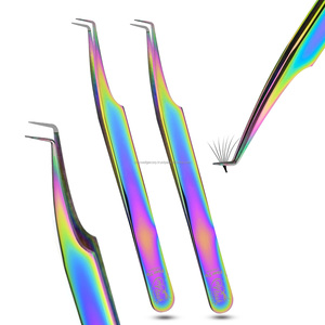 Meilleur ensemble de pinces professionnelles pour extensions de cils, pointe en fibre 90 °   Pince à cils pour volume, kit d'outils pour salon de beauté - Product Image 1