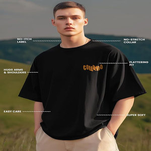 T-shirt unisexe surdimensionné personnalisé en jersey 100 % coton doux et respirant avec logo sérigraphié et brodé - Product Image 1