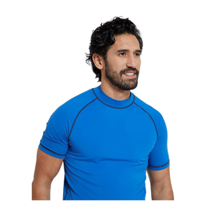 Short de bain pour homme, bleu, à séchage rapide, compressif, surdimensionné, uni, décontracté, respirant, en polyester tricoté - Product Image 3