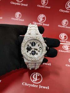 Reloj de moissanita de aspecto profesional, relojes mecánicos de acero inoxidable, reloj de busto de diamante de calidad VVS para hombres - Product Image 2