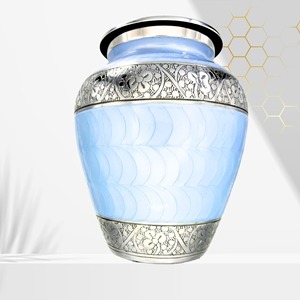 Urne funéraire blanche de style américain de haute qualité LU, gravée à la main, avec finition émail métallique, capacité de 200 pouces cubes - Product Image 4