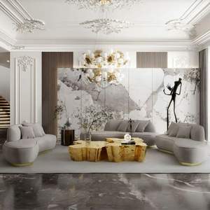 Sofá Seccional Curvo de Lujo en Oferta, Madera en Forma de L, Duradero, Ecológico, Tradicional, Mandarín Oriental, Elegante, para Sala de Estar - Product Image 5