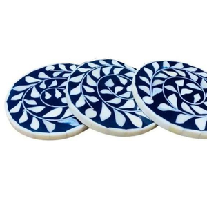 Exquisite Bone Inlay <b>Coasters</b> Handcrafted Set of 4 Decorative <b>Drink</b> Mats with Tradition Premium Quality Handmade Walnut - Product Image 3