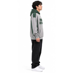 Sweat-shirt à capuche pour homme Be Brave Be Strong, manches raglan, gris vert, en molleton français, décontracté, pour l'automne - Product Image 4