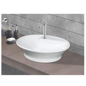 Modern rectangular wall hung ceramic wash basin 455x455x135mm glossy white floating bathroom sink with half pedestal - Product Image 3
