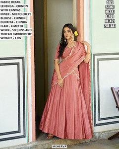 Vintage Pink Traditional Ethnic <b>Lehenga</b> Choli for Women Floor-Length Party Wear with Sun Protection - Product Image 6