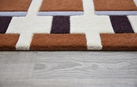 Geometrisches Muster Woll-Teppich mit Niedrigem Flor Rechteckiger Teppich mit Latex-Rückseite Modernes Karo-Design Handwäsche/Chemische Reinigung Wohnzimmer Schlafzimmer