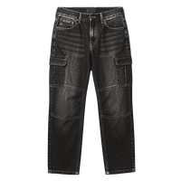 Pantalon cargo en jean tissé respirant et imperméable de haute qualité pour homme, multi-poches, coupe droite, délavage moyen, idéal automne-hiver