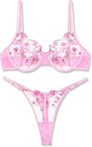 Ensemble de lingerie sexy pour femmes, soutien-gorge et culotte en dentelle, super extensible, bralette transparente - Product Image 3