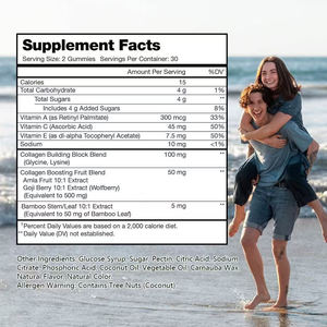 Premium Collagen Builder Gummies Cabello Piel Uñas Articulaciones Soporte Producción de colágeno Suplemento de belleza Melocotón natural - Product Image 6