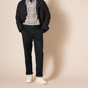 <b>Men's</b> Black Straight Fit Cotton Oxford Trousers Elastic Waist Casual Anti-Wrinkle Flat Front Autumn Style - Product Image 5
