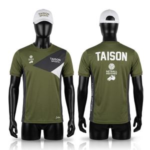 Premium 180 GSM Polyester Interlock Netball Referee Jersey Olive Green Black <b>White</b> <b>Panel</b> Custom Sublimation Print - Product Image 1
