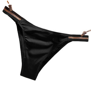 Lot de 3 culottes string pour femme, taille basse, sans couture, ultra-fines, couleur unie, en tricot de spandex et nylon - Product Image 2