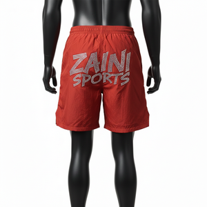 Pantalones cortos cortavientos para hombre, ligeros, de tela de nailon y poliéster, diseño de paneles laterales con logotipo de transferencia térmica, pantalones cortos para hombre de secado rápido - Product Image 2