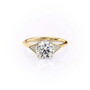 Anillo de Plata de Ley S925 con Diamante Redondo Moissanite y Tres Hojas Laterales con Diamantes, Regalo de Cumpleaños para Mujer - Product Image 3