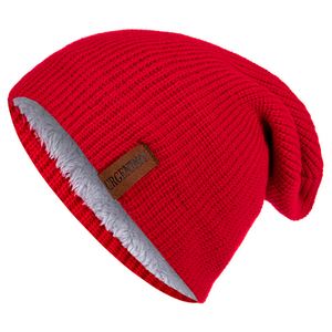 Bonnet d'hiver en coton doux pour homme et femme avec broderie/patch en cuir, bonnet de ski tricoté chaud de haute qualité, vente chaude personnalisée - Product Image 5