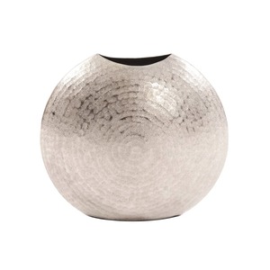 Vase de table en métal fait main, argenté texturé, design artistique décoratif pour l'intérieur de la maison - Product Image 3