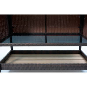 Gabinete de almacenamiento rodante de doble puerta para exteriores, tapa de vidrio de mimbre de ratán PE, Material de mimbre de ratán PE duradero para almacenamiento al aire libre - Product Image 6