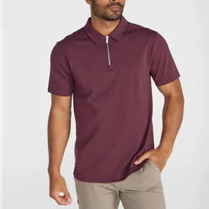 Custom Logo <b>Plain</b> Polo <b>Tshirts</b> High Quality 4-way Stretch Drop-cut Zip Luxury Short Sleeve Polo Shirts for Men - Product Image 6