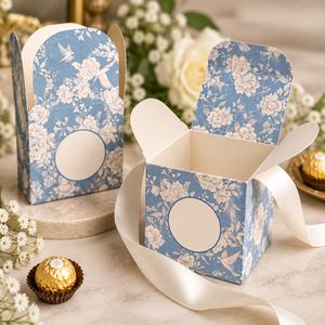 Custom Floral Paper Gift Box With <b>Ribbon</b> Bow Luxury <b>Wedding</b> Favor Packaging Box For Party Jewelry Chocolate Gift Packaging - Product Image 2