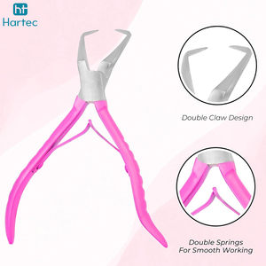 Pince à épiler professionnelle pour extensions de cheveux, en acier inoxydable rose, double usage, efficace, légère, abordable et durable - Product Image 4