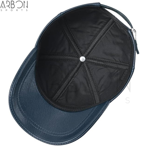Casquettes en cuir bleu marine de qualité supérieure, style classique, prix de gros, texture douce et durable, élégantes, nouveau logo personnalisé - Product Image 4