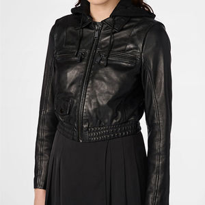 Chaqueta de Cuero Acolchada de Invierno para Mujer, Diseño Ajustado, Tejido Transpirable, Tacto Suave, Chaqueta de Motera de Piel de Oveja - Product Image 5