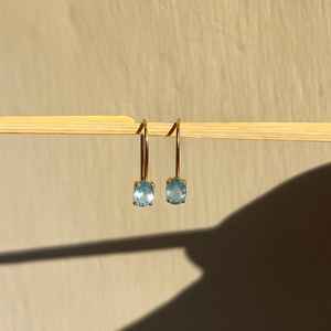 Pendientes de Plata de Ley 925 con Baño de Oro de 14K y Aguamarina, Delicados con Piedras Preciosas, Certificados por IGI, Hechos a Mano, para Aniversario o Fiesta - Product Image 2