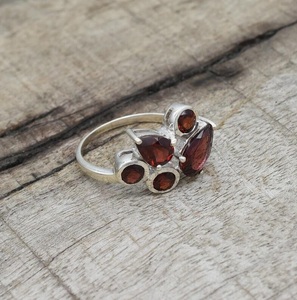 Handmade Garnet <b>Two</b> <b>Stone</b> <b>Ring</b> 925 Sterling Silver Elegant Women's Jewelry Gift - Product Image 4