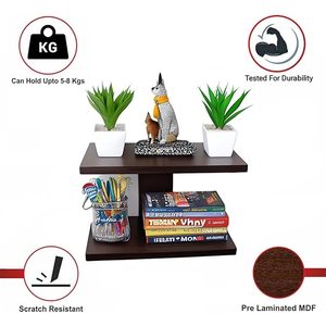 Pre Laminated MDF 2-Tier Standing Type Storage <b>Shelf</b> Display Rack Detachable Design Scratch Resistant for Living Room <b>Desktop</b> - Product Image 1