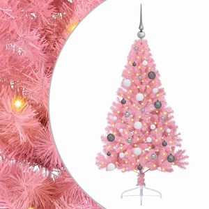 Árbol de Navidad Artificial Preiluminado de 59.1 Pulgadas, PVC Rosa con 150 LED - Product Image 2