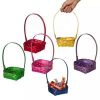 Panier-cadeau en bambou vietnamien coloré, écologique et super abordable, style antique, forme personnalisable pour Pâques, artisanat en osier