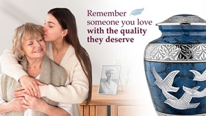 Urnas de Cremación para Cenizas Humanas, Urna Decorativa para Entierro de Hombres y Mujeres Adultos, con Diseño de Pájaros Azules Grandes - Product Image 5