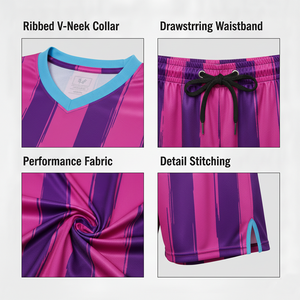 Ensembles d'uniformes de football courts 100 % polyester pour adultes, personnalisables avec nom d'équipe, respirants, séchage rapide, impression par transfert thermique, service OEM - Product Image 5