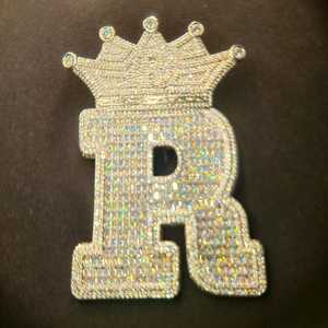 Bijou Hip Hop de Luxe en Argent, Lettre Initiale R Couronne Entièrement Sertie de Moissanite VVS Taille Brillant, Testée au Diamant, pour Fiançailles - Product Image 1