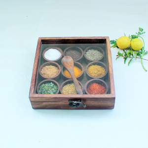 Wood Spice <b>Box</b> For <b>Herb</b> & Spice Storage Container <b>Box</b> 12 Compartments With Acrylic Lid Wood Spice <b>Box</b> - Product Image 6