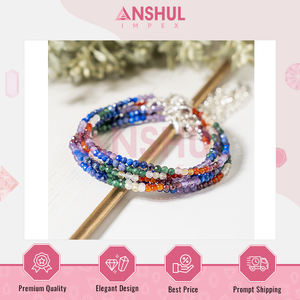 Cheville en cristal de pierres précieuses 7 chakras, qualité supérieure, grade AAA, design tendance, multicolore, à facettes, extensible, fournisseur indien - Product Image 2